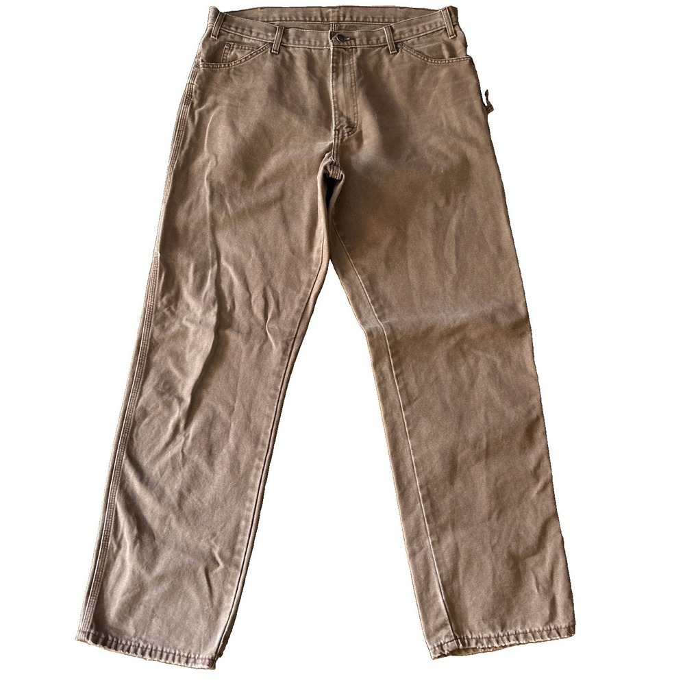Dickies Carpenter Pants Mens Size 36x34 Brown Canvas Utility Workwear